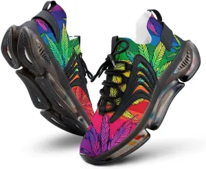 Rainbow Weed Leaf Men's Running Shoes Lightweight Walking Shoe Breathable Sneaker