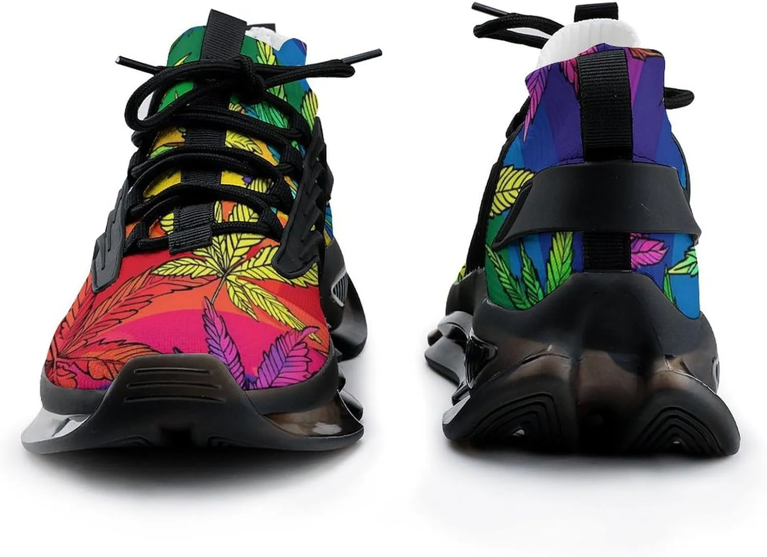 Rainbow Weed Leaf Men's Running Shoes Lightweight Walking Shoe Breathable Sneaker