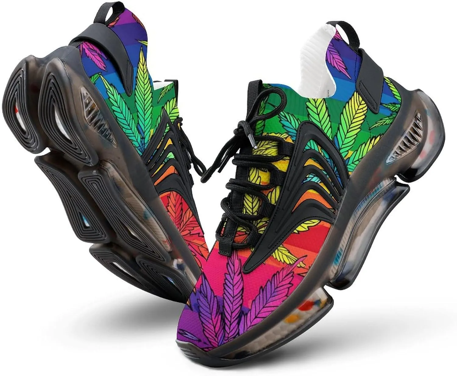 Rainbow Weed Leaf Men's Running Shoes Lightweight Walking Shoe Breathable Sneaker