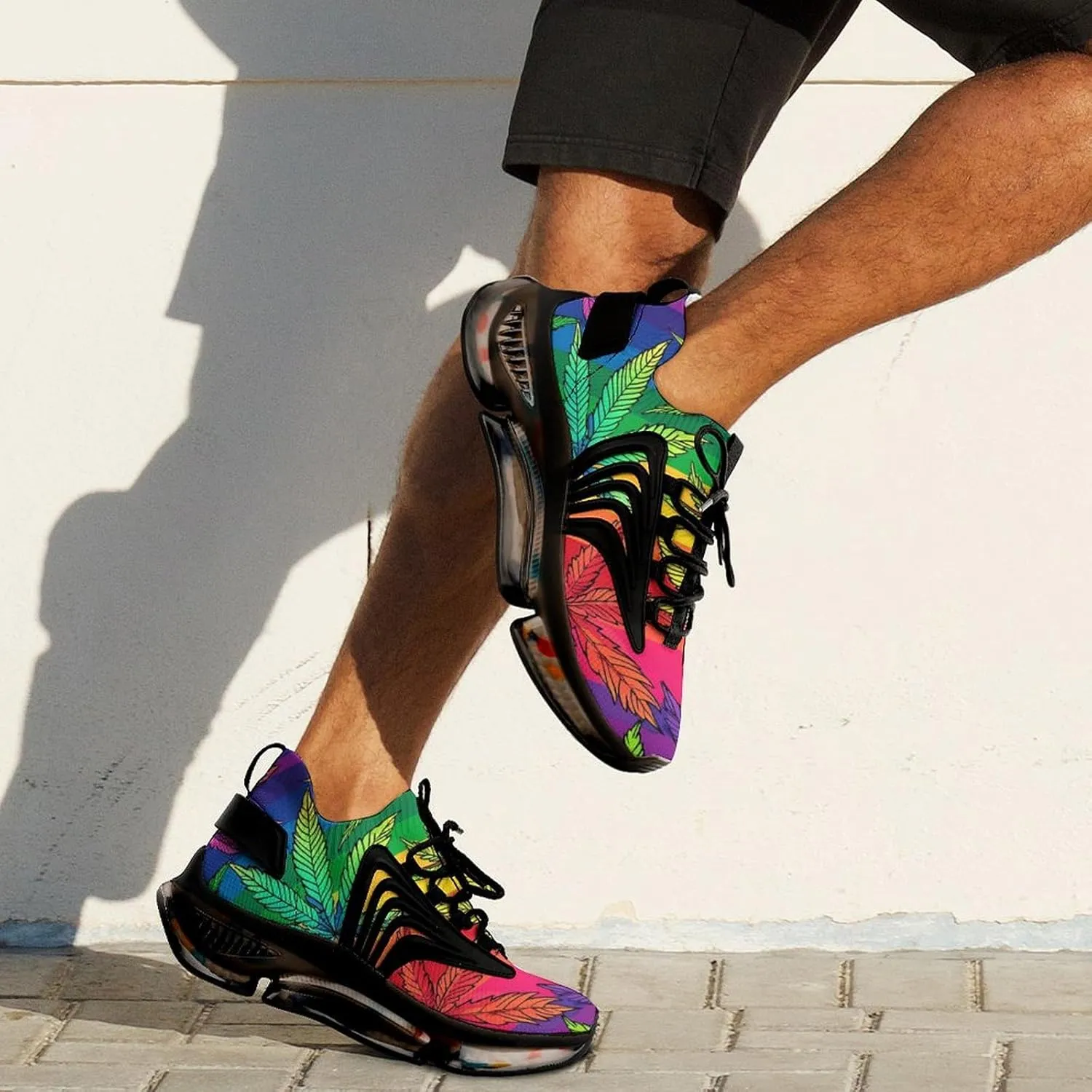 Rainbow Weed Leaf Men's Running Shoes Lightweight Walking Shoe Breathable Sneaker