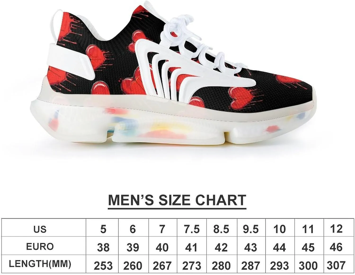Red Crying Heart Men's Running Shoes Lightweight Walking Shoe Breathable Sneaker
