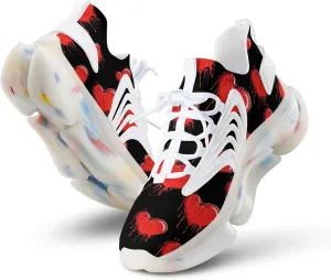Red Crying Heart Men's Running Shoes Lightweight Walking Shoe Breathable Sneaker