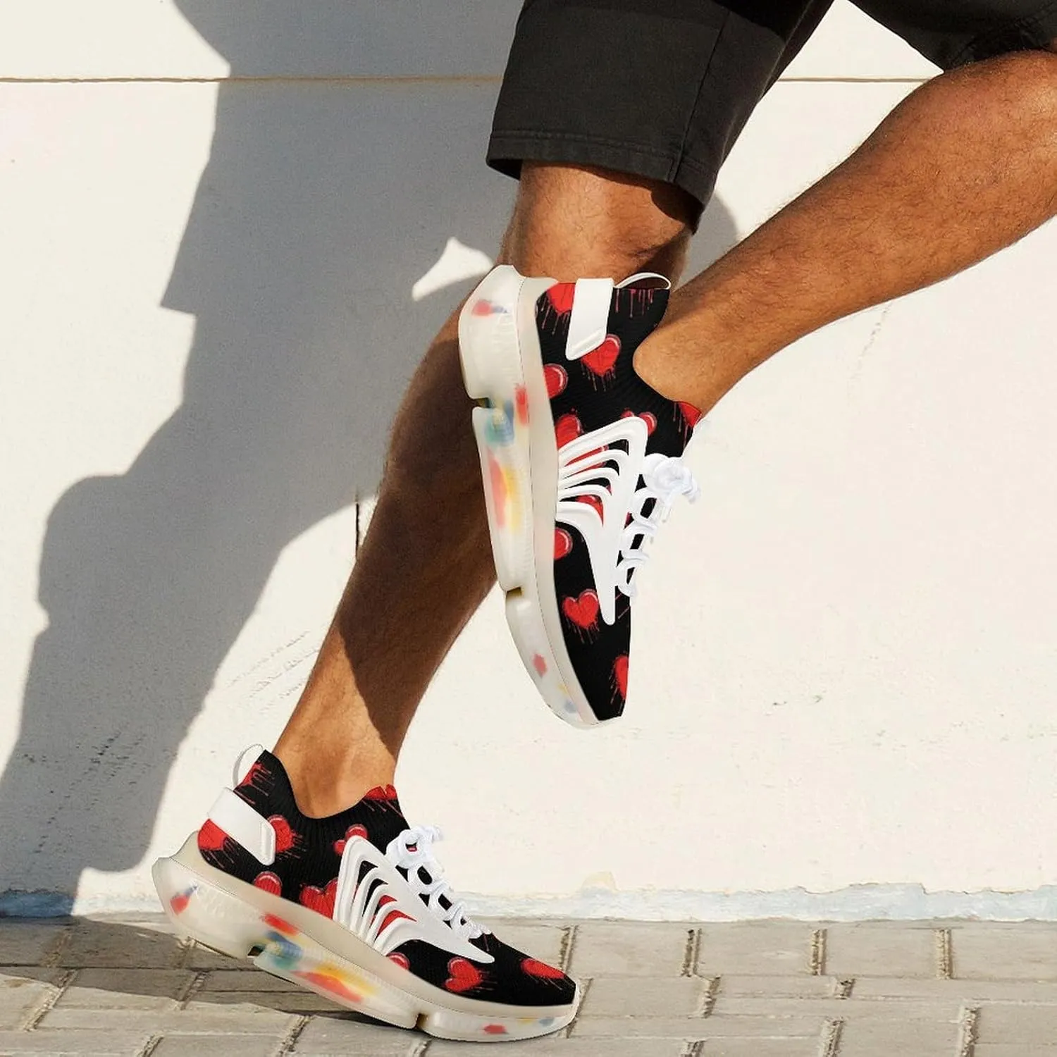 Red Crying Heart Men's Running Shoes Lightweight Walking Shoe Breathable Sneaker