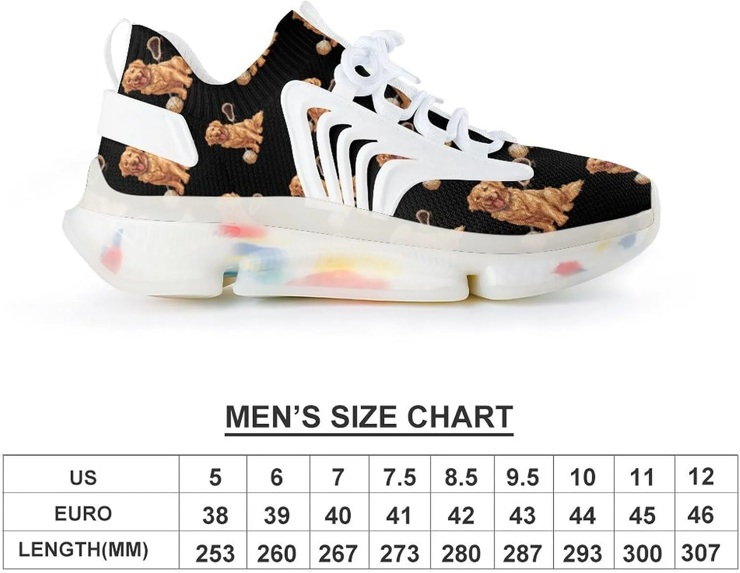 Retriever Dog Lacrosse Stick Men's Running Shoes Lightweight Walking Shoe Breathable Sneaker