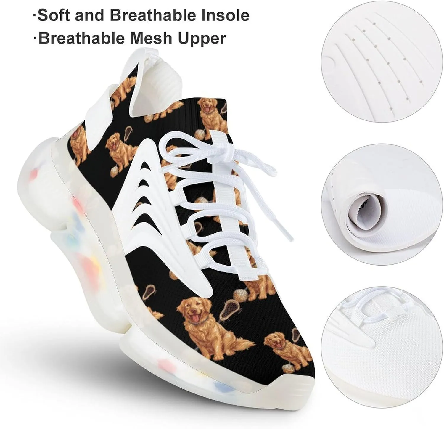 Retriever Dog Lacrosse Stick Men's Running Shoes Lightweight Walking Shoe Breathable Sneaker