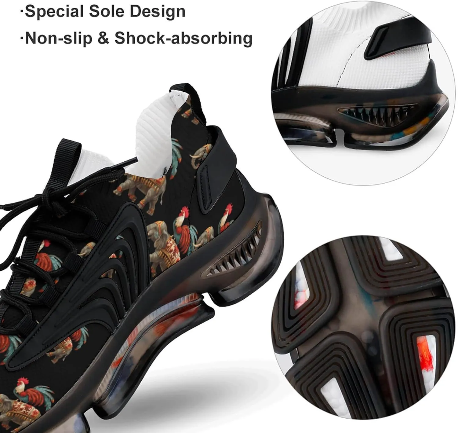 Rooster and Elephant Men's Running Shoes Lightweight Walking Shoe Breathable Sneaker
