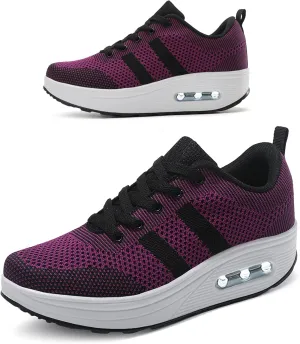 RUIDENG Platform Sneakers for Women Air Cushion | Walking Shoes Women Comfortable All Day | Thick Rocker Bottom