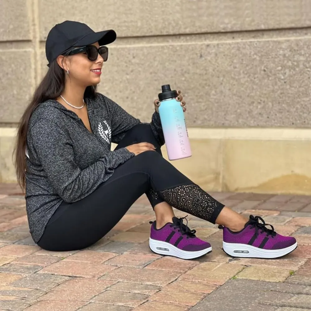 RUIDENG Platform Sneakers for Women Air Cushion | Walking Shoes Women Comfortable All Day | Thick Rocker Bottom