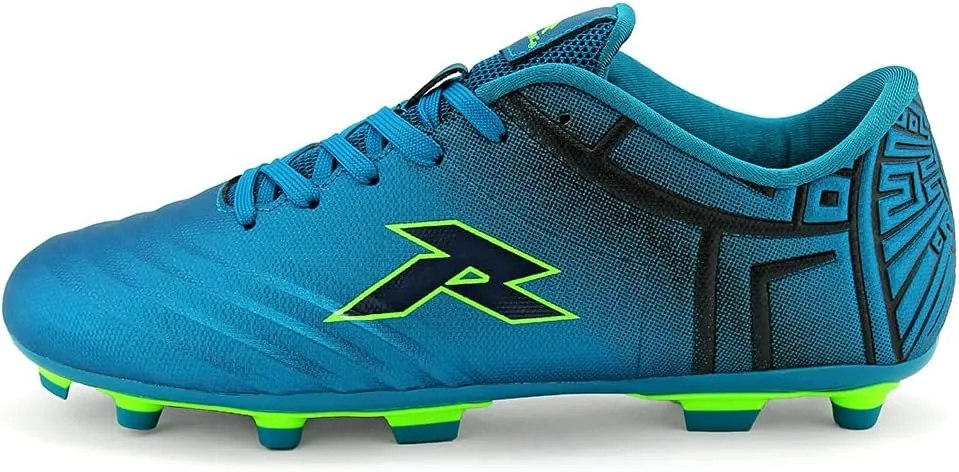 RUNIC Soccer Cleats for Men and Boys  Firm Ground Cleats with Multi-Shaped Studs - Textured Forefoot- Soft Lining -Flexible Upper - Reinforced Stitching - Black/Gold - 6