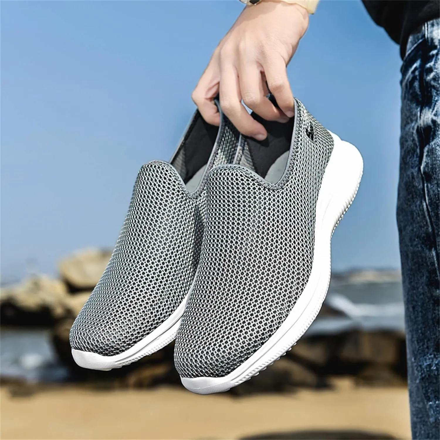 Running Shoes for Men Mesh Ladies Casual Shoes Platform Sneakers Men's KnitFlex Breeze Mesh Sneakers Oxfords Lace White Tennis Shoe Loafers Shoe