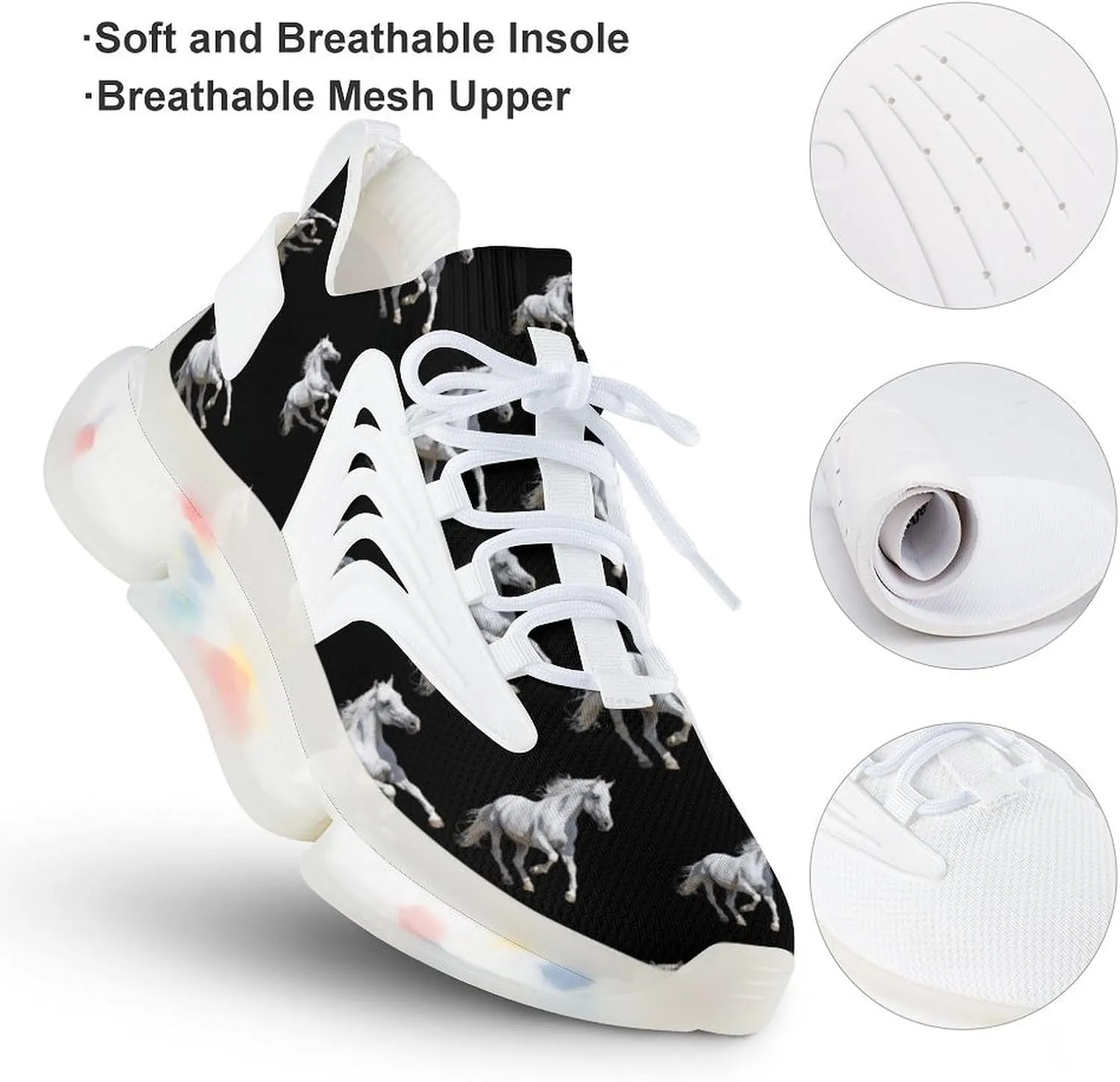 Running White Horse Men's Running Shoes Lightweight Walking Shoe Breathable Sneaker