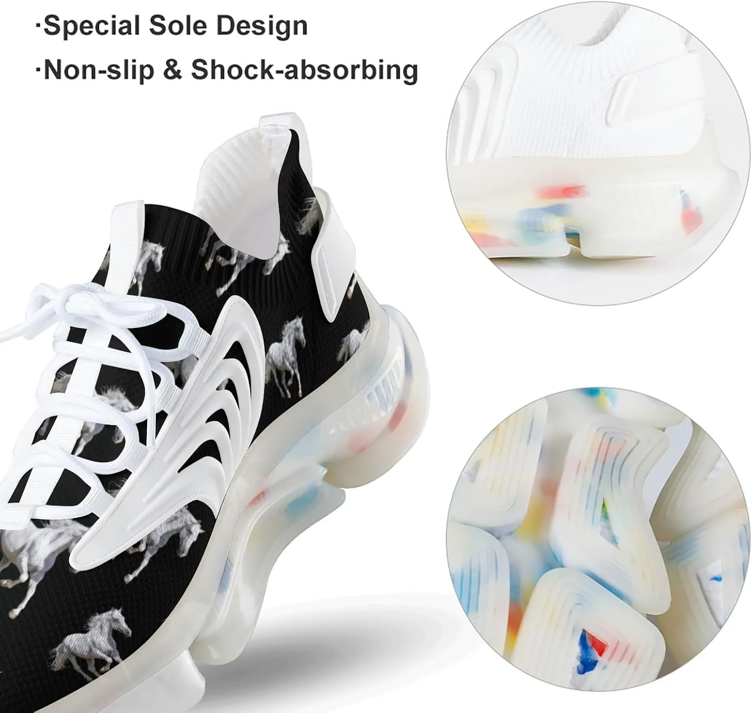 Running White Horse Men's Running Shoes Lightweight Walking Shoe Breathable Sneaker
