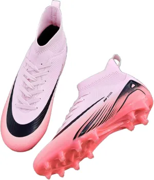 SARW Men's High-Top Soccer Cleats Football Shoes for Boys Girls Beginners Lightweight Youth Professional Indoor Outdoor Sports Athletic Baseball Lacrosse Sneaker Mint Green/Blue/White/Pink