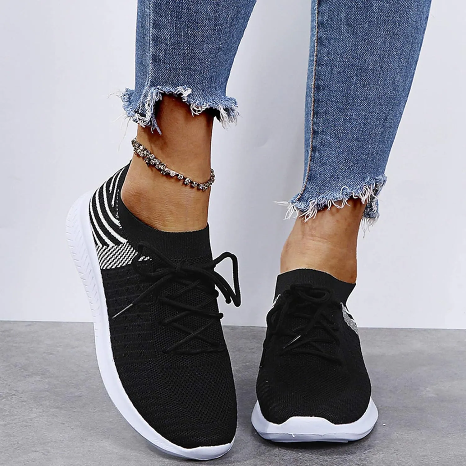 SBGMoSJ Business Casual Women Wide Sneakers Comfy Shoes for Women Slip On Dressy Womens Shoes Casual Fall Slip Ons Gym Shoes for Women Workout Size 12 Womens Black Sneakers Size 8 1/2