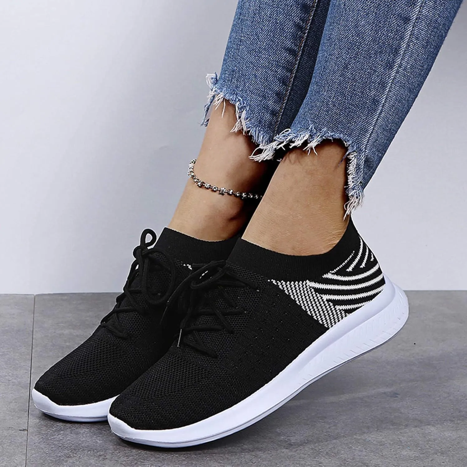 SBGMoSJ Business Casual Women Wide Sneakers Comfy Shoes for Women Slip On Dressy Womens Shoes Casual Fall Slip Ons Gym Shoes for Women Workout Size 12 Womens Black Sneakers Size 8 1/2