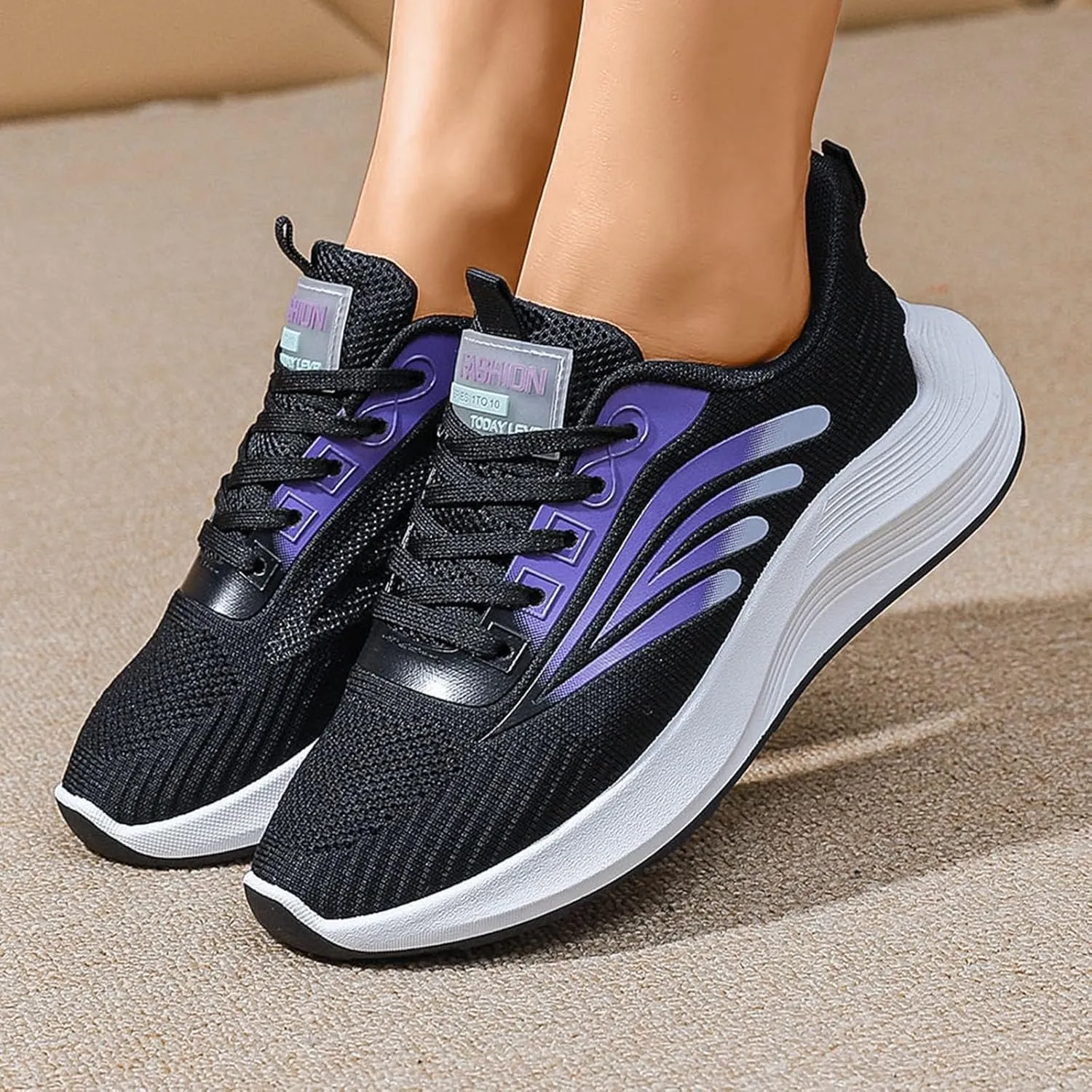 SBGMoSJ Womens Walking Shoes Size 9.5 Black and White Slip Resistant Nurse Shoes for Women White Black and White Running Shoes Women 10 Wide Womens Sneakers Black Slip On Shoes for Women 2023