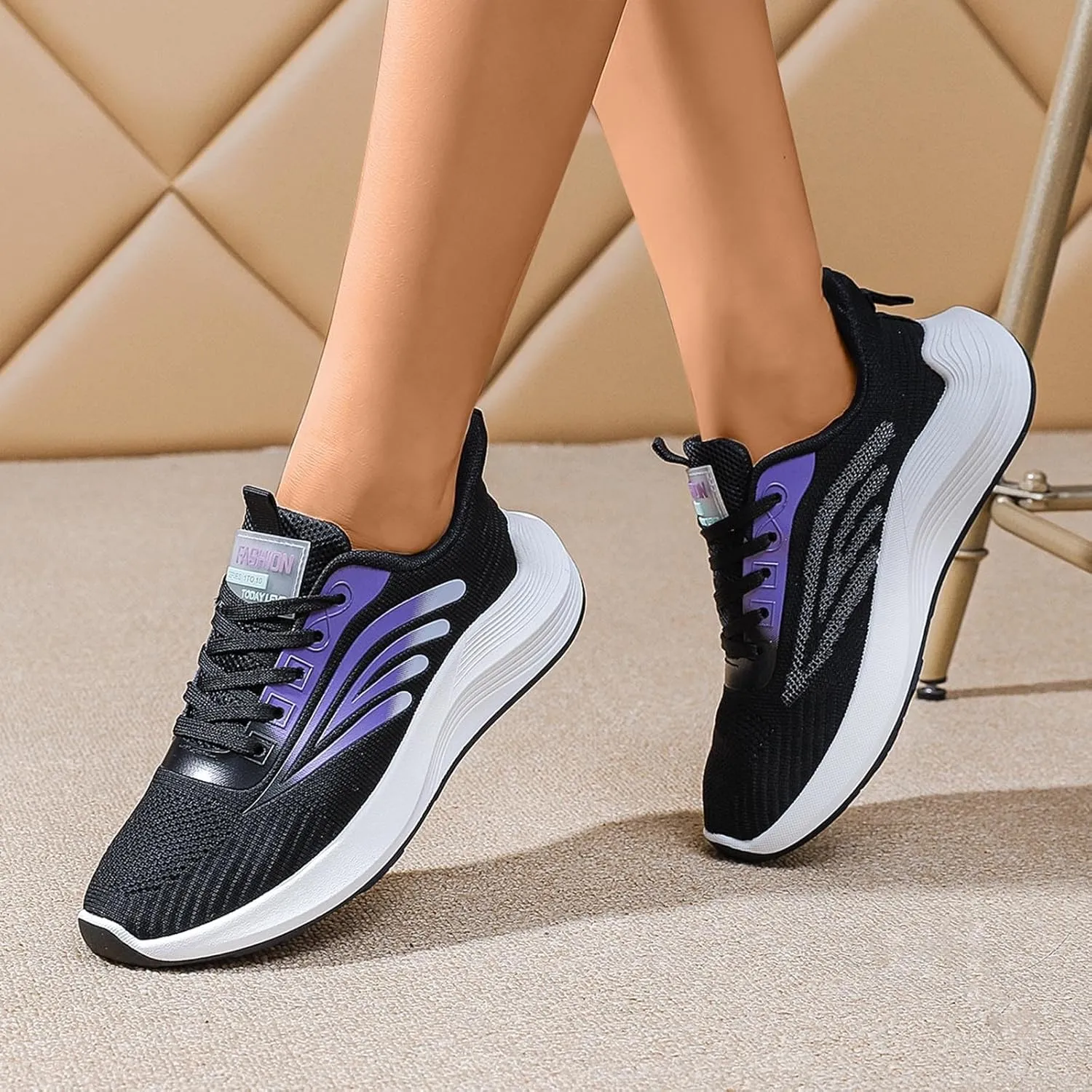 SBGMoSJ Womens Walking Shoes Size 9.5 Black and White Slip Resistant Nurse Shoes for Women White Black and White Running Shoes Women 10 Wide Womens Sneakers Black Slip On Shoes for Women 2023