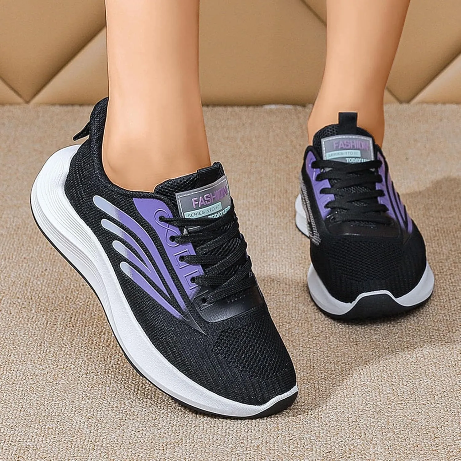 SBGMoSJ Womens Walking Shoes Size 9.5 Black and White Slip Resistant Nurse Shoes for Women White Black and White Running Shoes Women 10 Wide Womens Sneakers Black Slip On Shoes for Women 2023