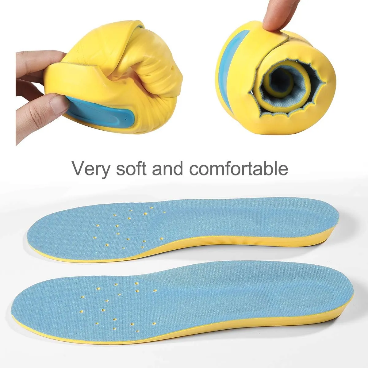 Shoes Inserts Memory Foam Insoles Shock Absorption Pain Relief Plantar Fasciitis Arch Supports Breathable PU Sports Feet Insoles for Men Women and Kids,1 Pair (S（Women 5-6/ Kids 2-5）)