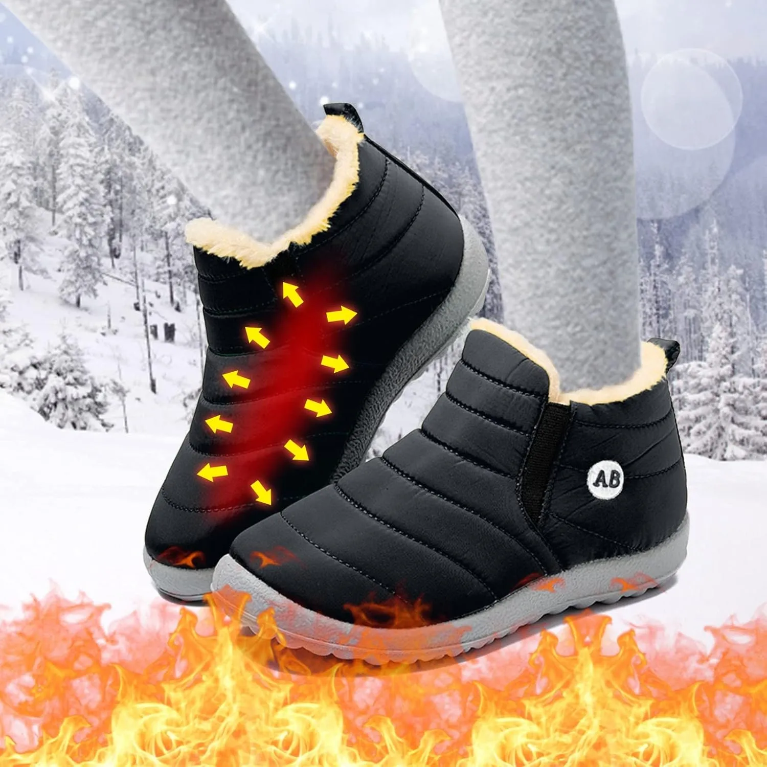 Sorely Snow Boots Girls Childrens Winter Fleece Childrens Boots Flat Splashing Girls Leather Dress Boots