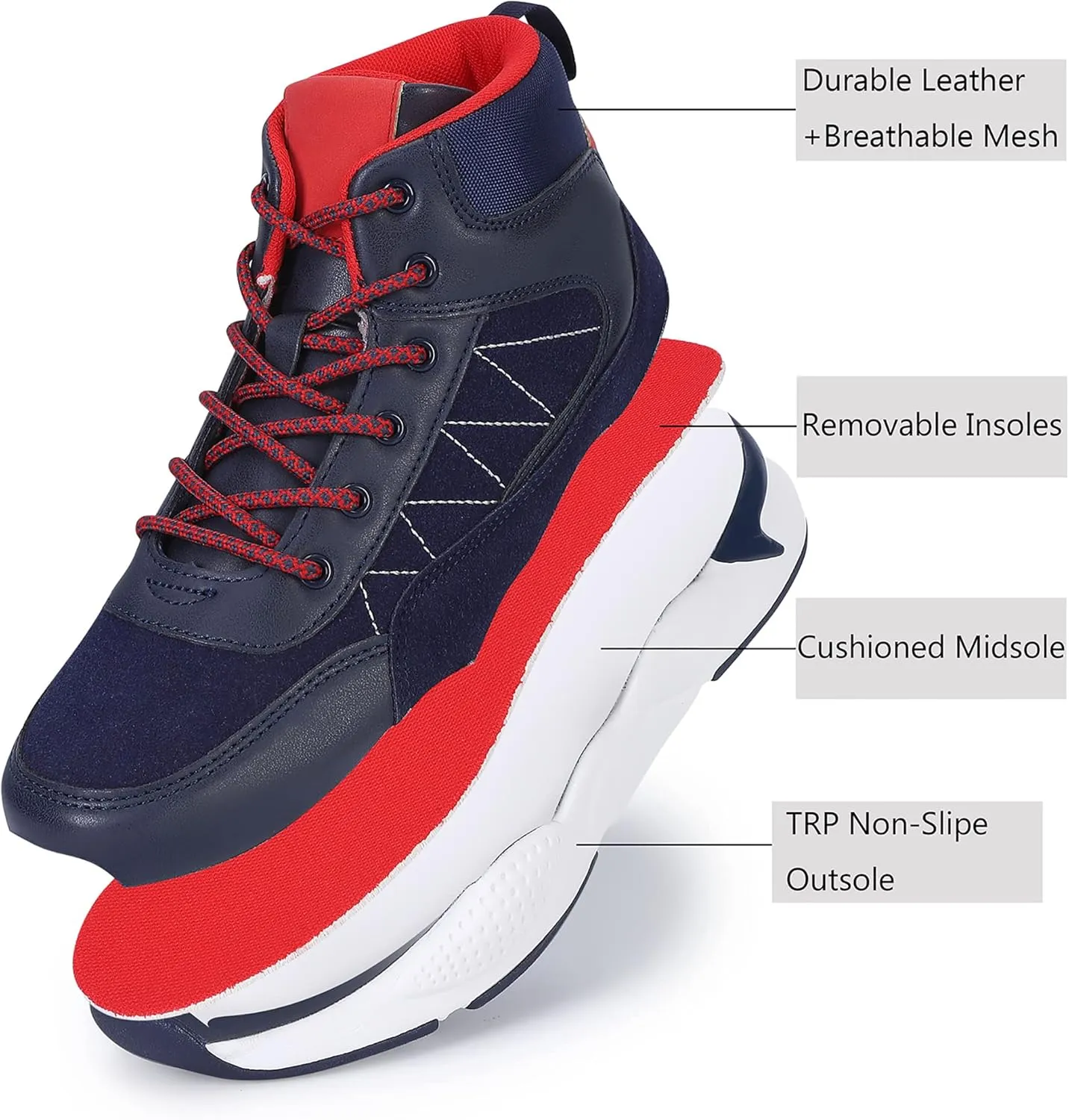 SPR&JOY Kids Boys Sneakers Anti-Slip Hiking Boots Breathable Lightweight Athletic Tennis Running Walking Shoes for Little Kid/Big Kid