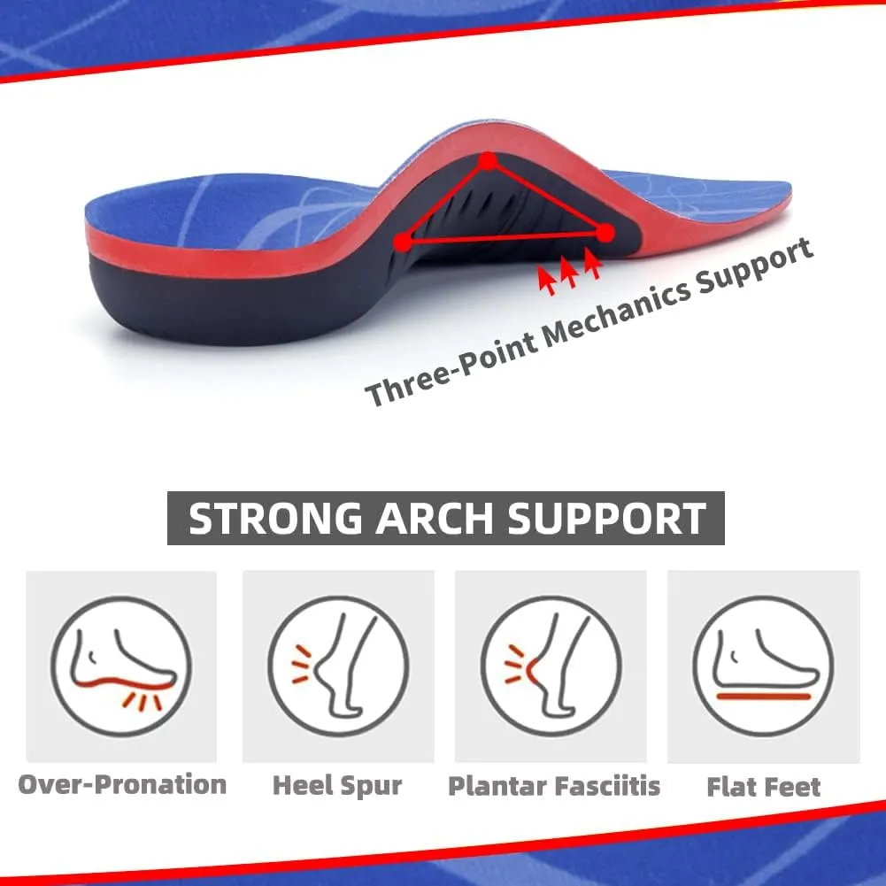 (Standing All Day) Heavy Duty Support 220 lbs Plantar Fasciitis Pain Relief Shoe Inserts Orthotic Insoles High Arch Support Gel Shoe Insoles Men Women