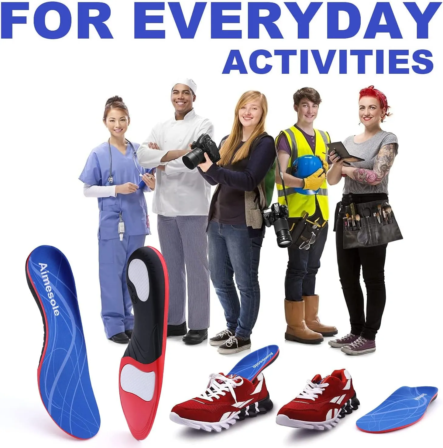 (Standing All Day) Heavy Duty Support Plantar Fasciitis Insoles Arch Support Shoe Inserts Men Women Orthotics Gel Running Insoles for High Arch Pronation Metatarsalgia