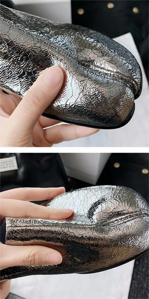 Tabi Shoes Leather Split Toe Cute Slip On for Women Girls - Retro Trendy Flat Casual Comfortable Walking Lightweight Loafers Female Solid All-Match for Daily Wear Beach Travel Standing All Day