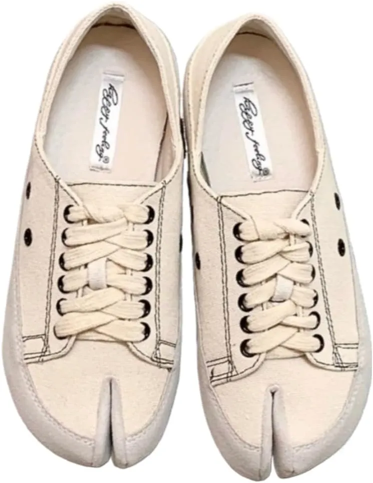 Tabi Shoes Split Toe Cute Slip On for Women Girls - Retro Trendy Athleisure Flat Casual Comfortable Walking Lightweight Loafers Female Solid All-Match for Daily Wear Beach Travel Standing All Day