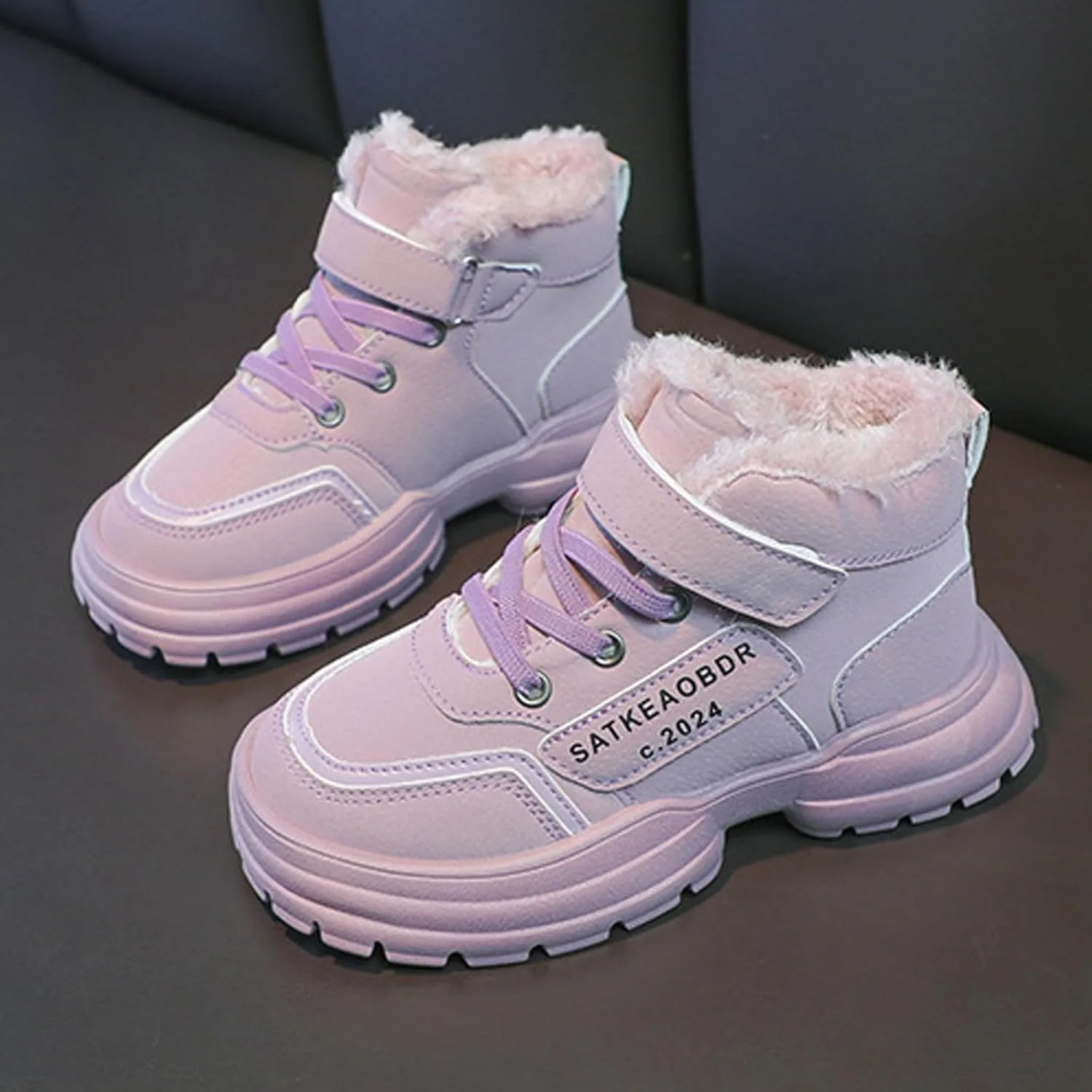 Toddler Kids Snow Boots Warm Fr Lined Winter Boots Comfortable Ankle Booties Boys Girls Outdoor Hiking Boots