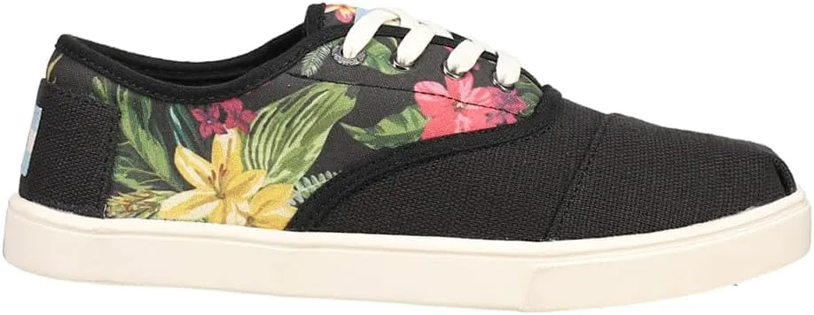 TOMS Womens Cordones Cupsole Floral Lace Up Sneakers Shoes Casual - Black