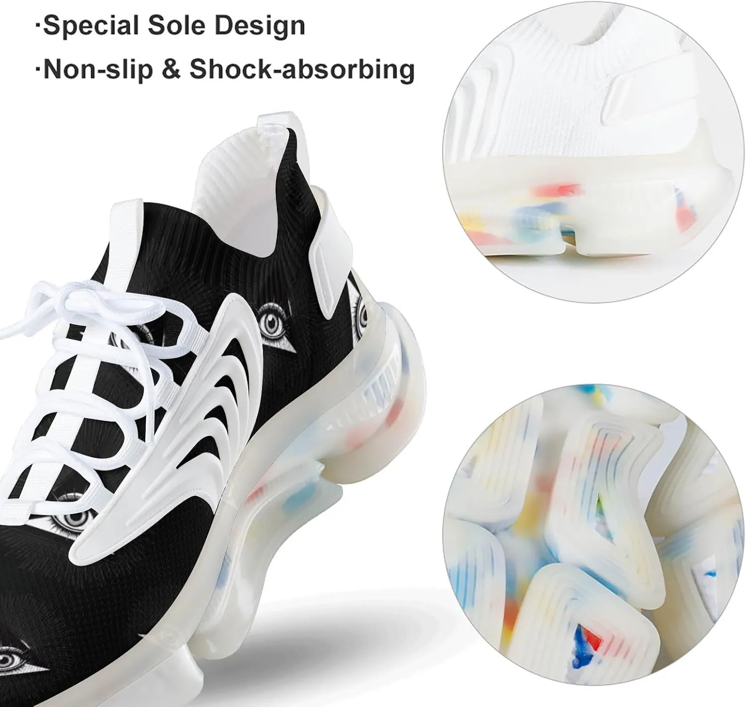 Triangle with All Seeing Eye Men's Running Shoes Lightweight Walking Shoe Breathable Sneaker
