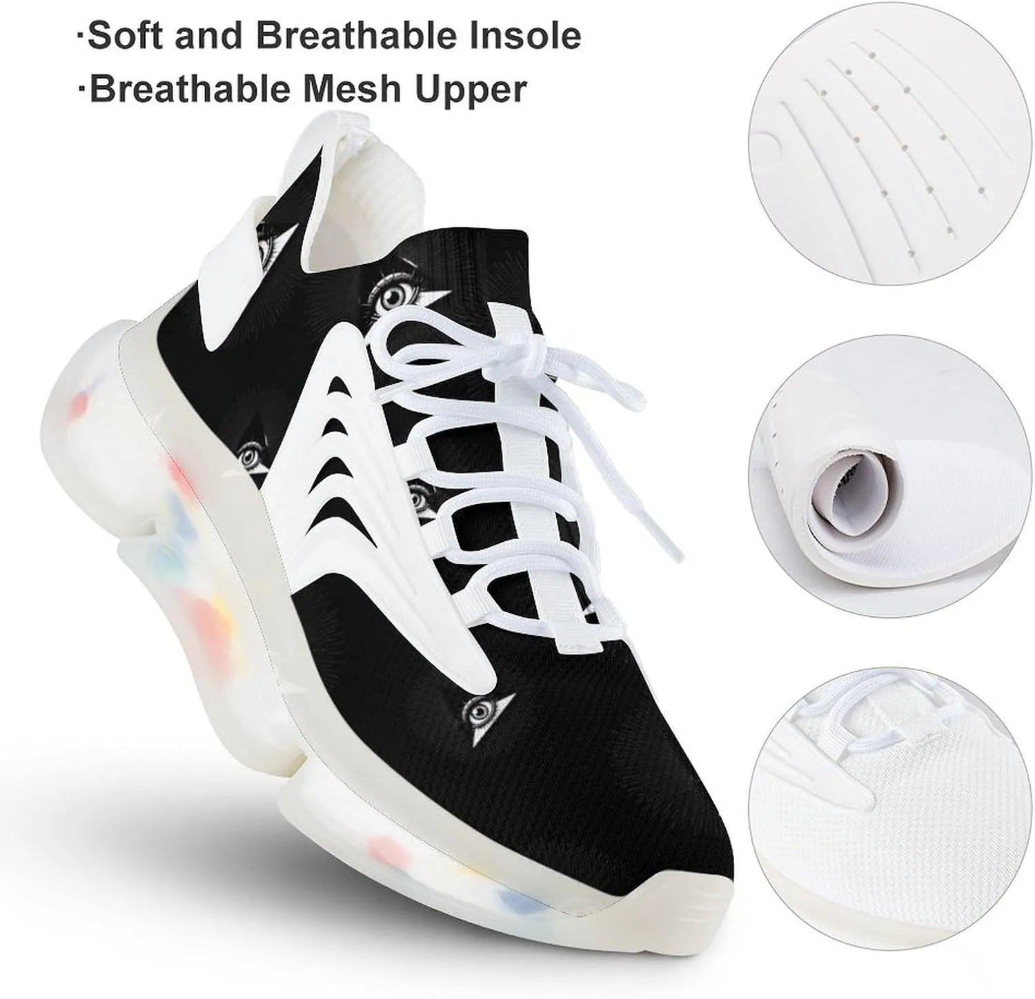 Triangle with All Seeing Eye Men's Running Shoes Lightweight Walking Shoe Breathable Sneaker