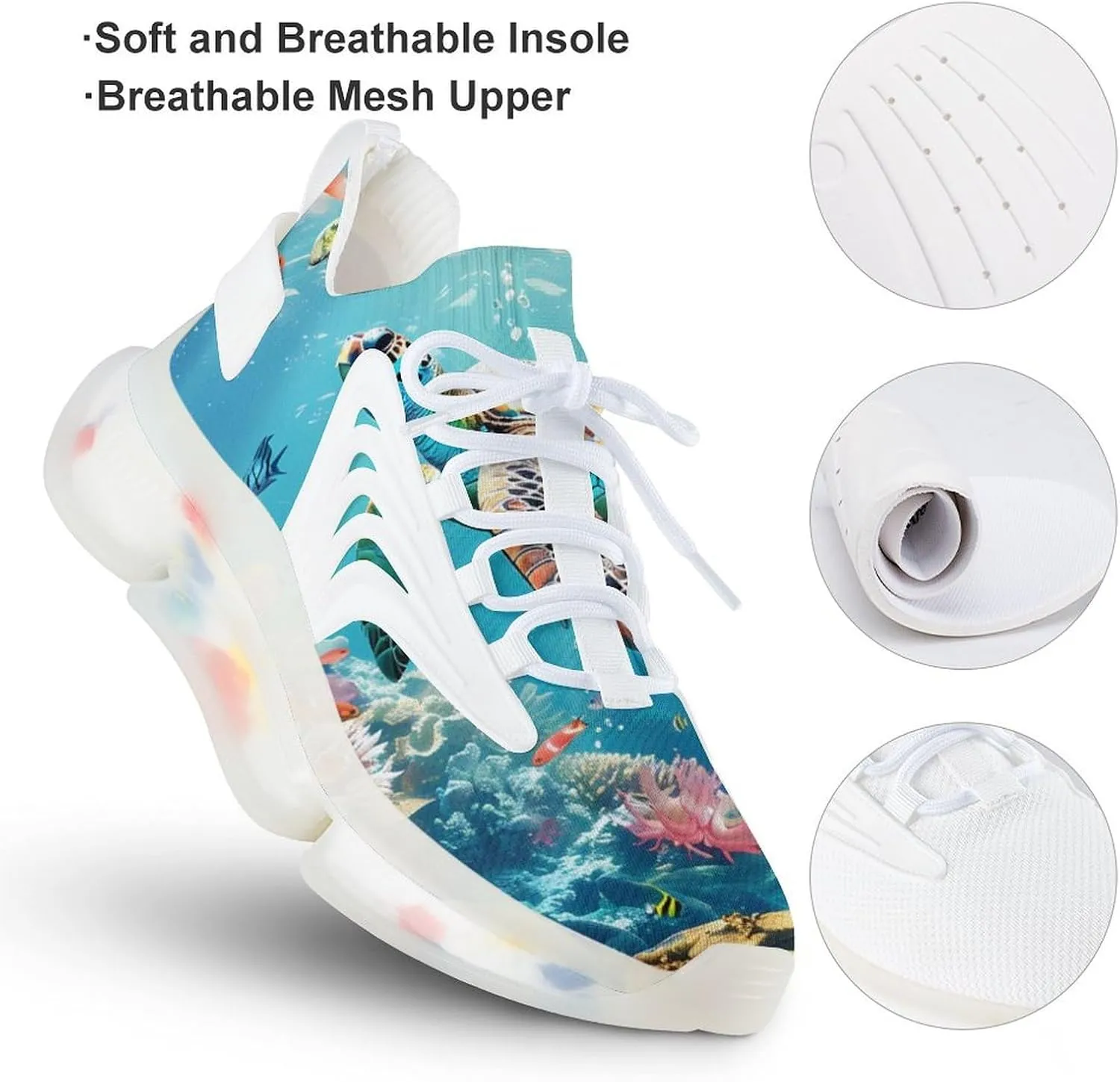 Turtles Fish Coral Tropical Ocean Men's Running Shoes Lightweight Walking Shoe Breathable Sneaker
