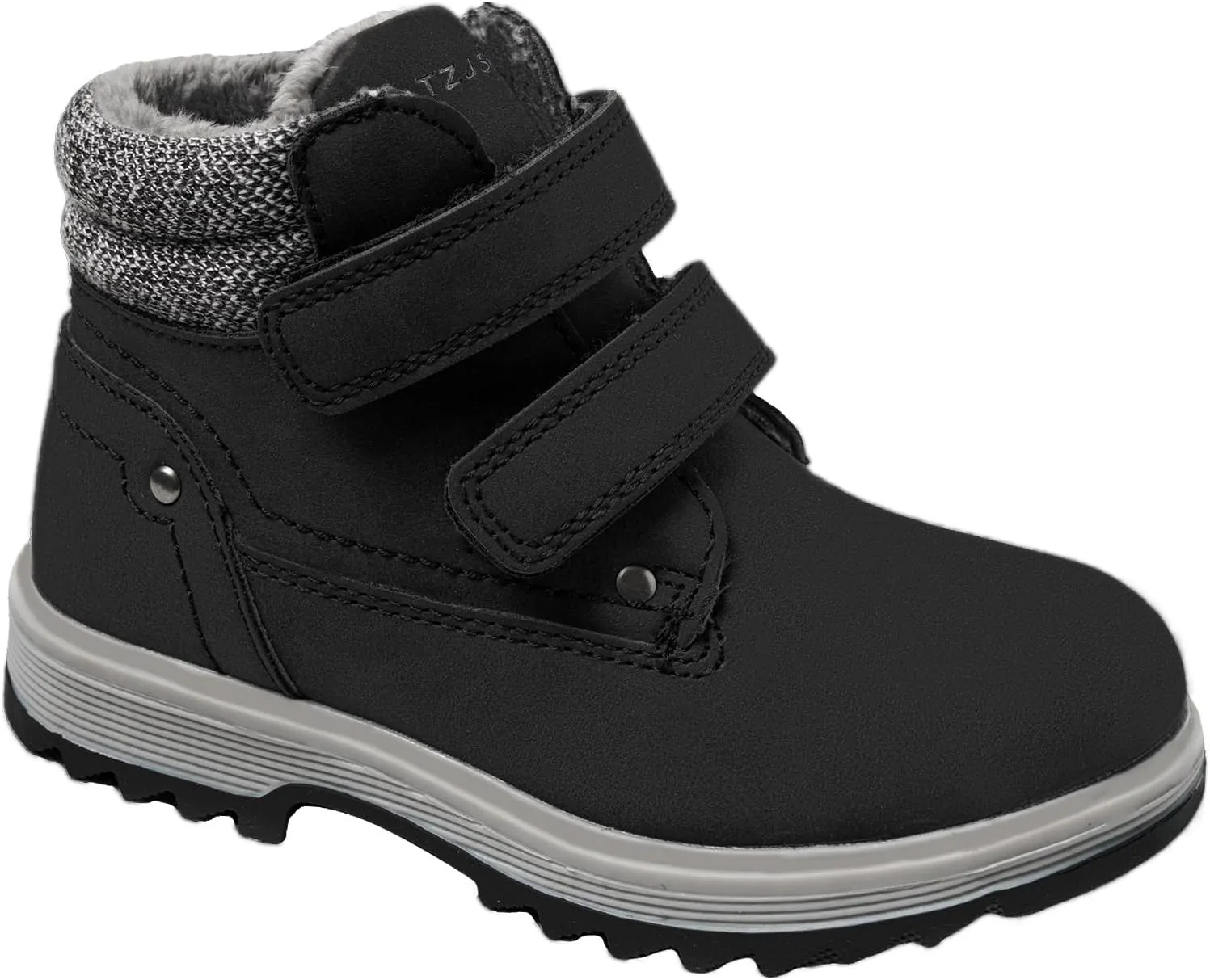 TZJS Kids' Hiking Work Boots for Boys Girls, Waterproof Outdoor Ankle Boots with Hook and Loop