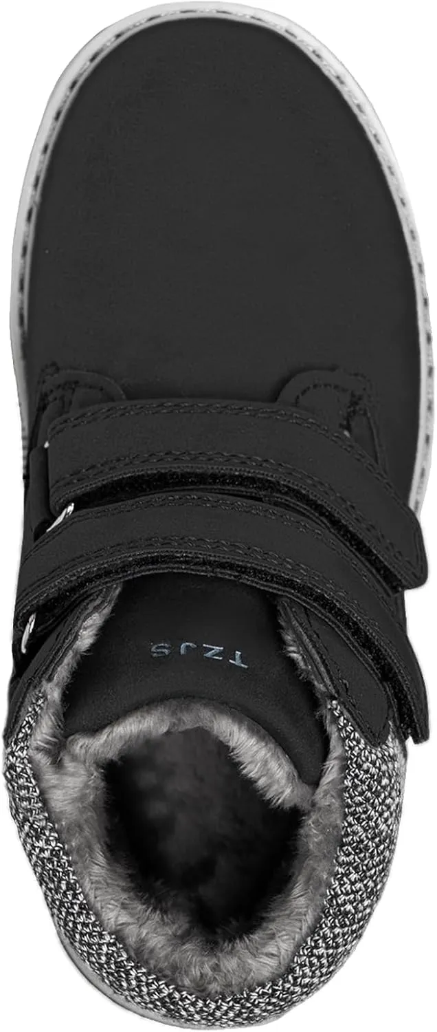 TZJS Kids' Hiking Work Boots for Boys Girls, Waterproof Outdoor Ankle Boots with Hook and Loop
