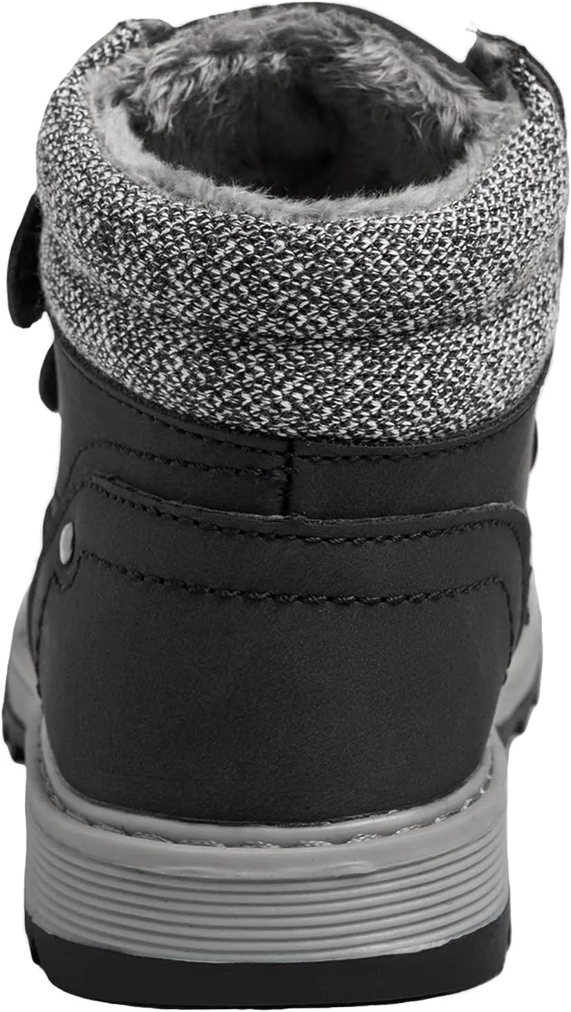 TZJS Kids' Hiking Work Boots for Boys Girls, Waterproof Outdoor Ankle Boots with Hook and Loop