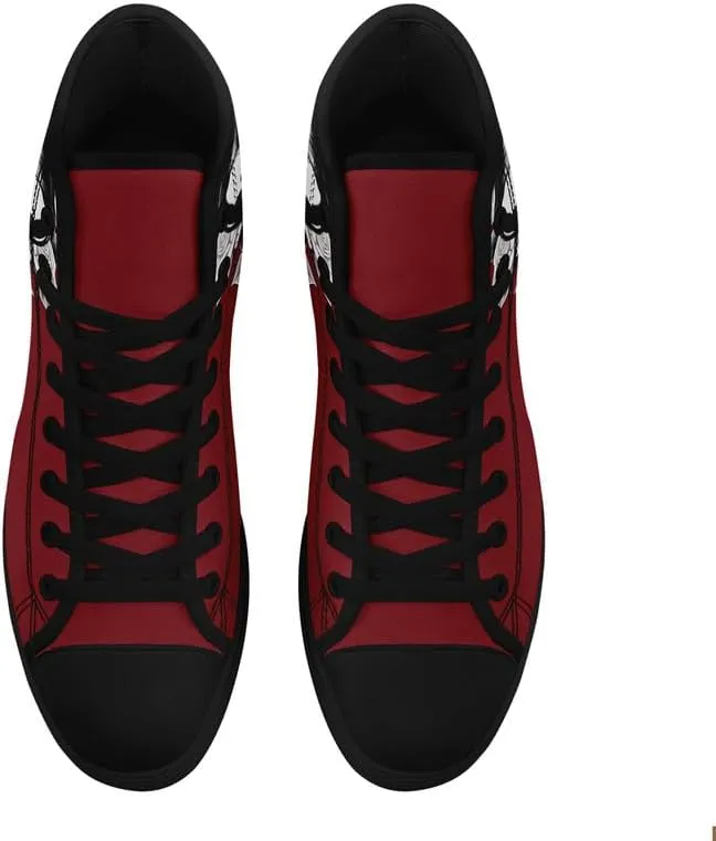 Unisex Fashion Skull High Top Sneakers Classic Lace-Up Canvas Shoes,Casual Cool Hip Hop Tennis Walking Shoes for Men Women