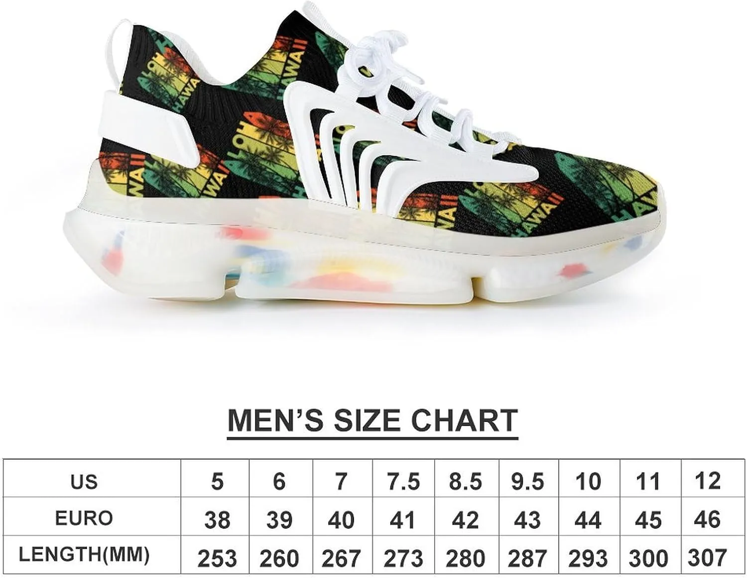 Vintage Hawaiian Islands Men's Running Shoes Lightweight Walking Shoe Breathable Sneaker