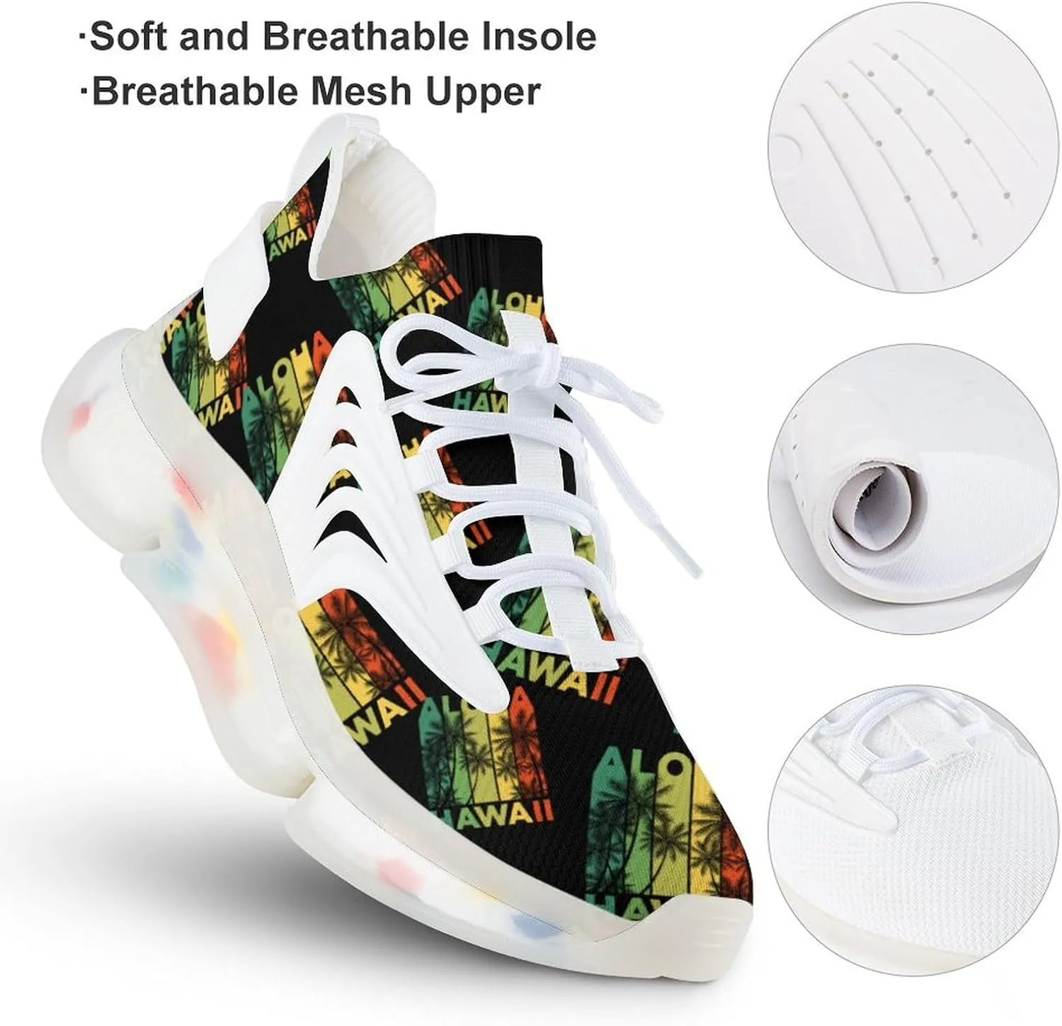 Vintage Hawaiian Islands Men's Running Shoes Lightweight Walking Shoe Breathable Sneaker