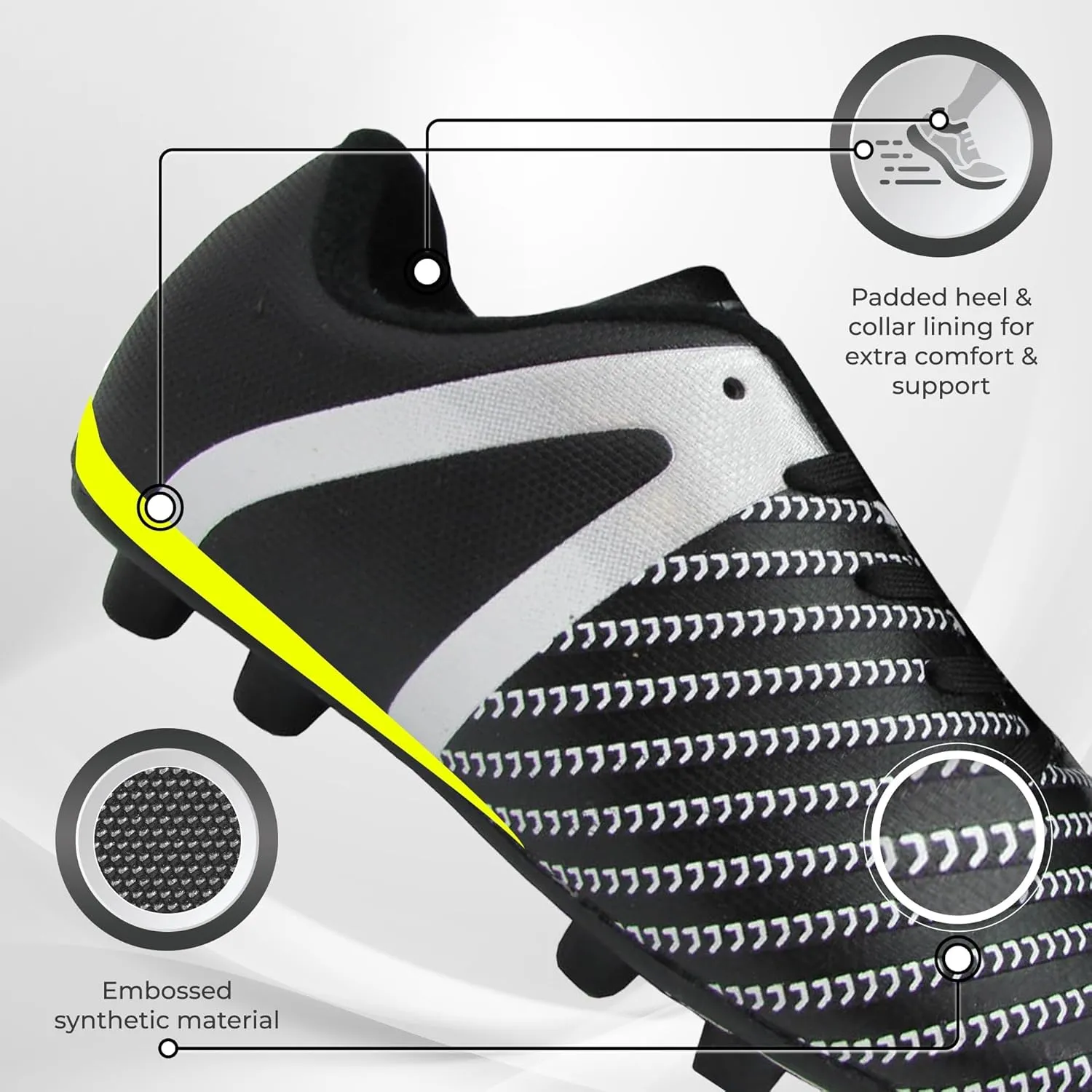 Vizari Impact Firm Ground Kids Soccer Cleats | Lightweight & Durable Girls and Boys Soccer Cleats with Excellent Traction | Unisex Football Shoes with Padded Heel & Anti-Stretch Lining