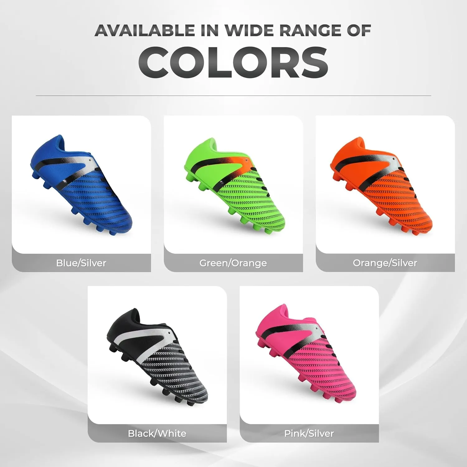 Vizari Impact Firm Ground Kids Soccer Cleats | Lightweight & Durable Girls and Boys Soccer Cleats with Excellent Traction | Unisex Football Shoes with Padded Heel & Anti-Stretch Lining