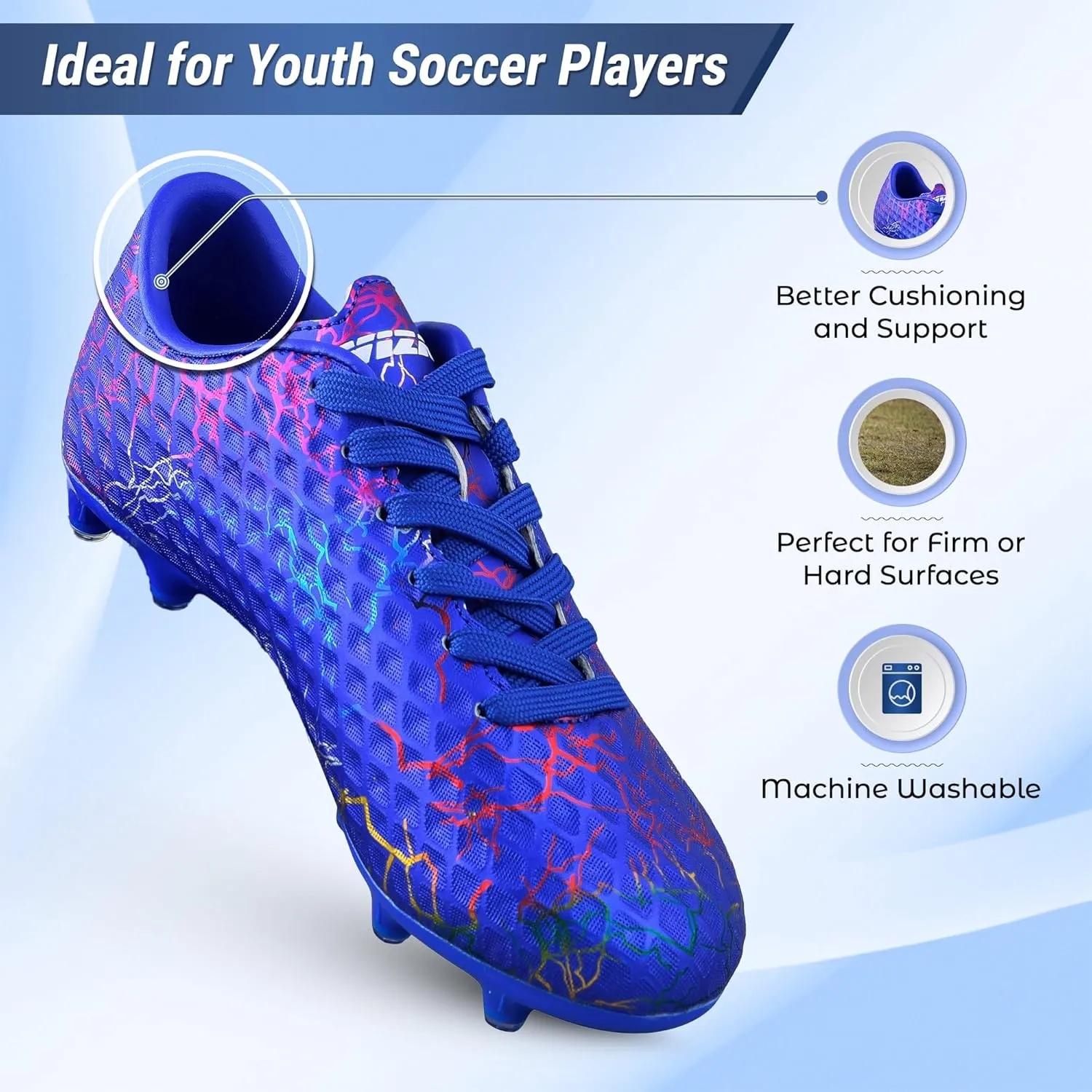 Vizari Zodiac Firm Ground Soccer Cleats for Boys and Girls | Lightweight & Durable Football Shoes with Molded TPU Outsole | Youth Cleats with Secure Lace-Up Closure for Maximum Traction & Performance
