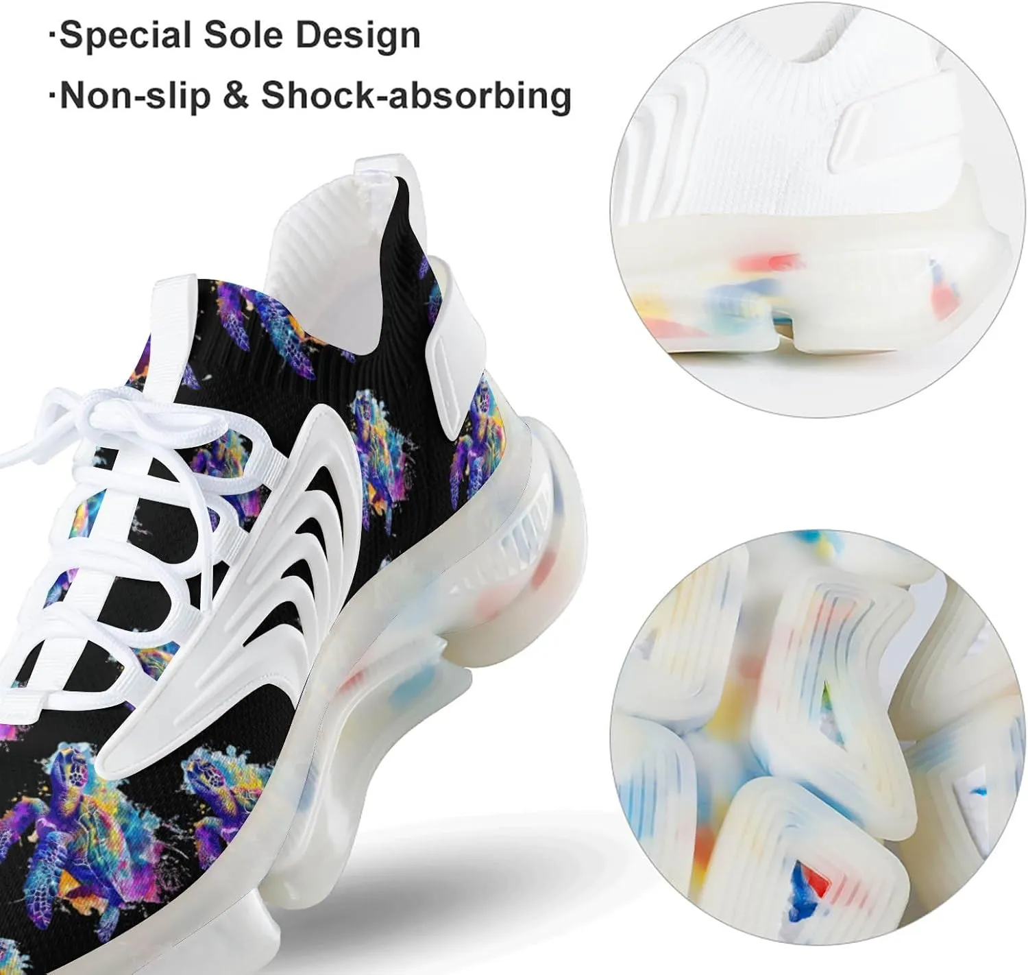 Watercolor Sea Turtle Men's Running Shoes Lightweight Walking Shoe Breathable Sneaker