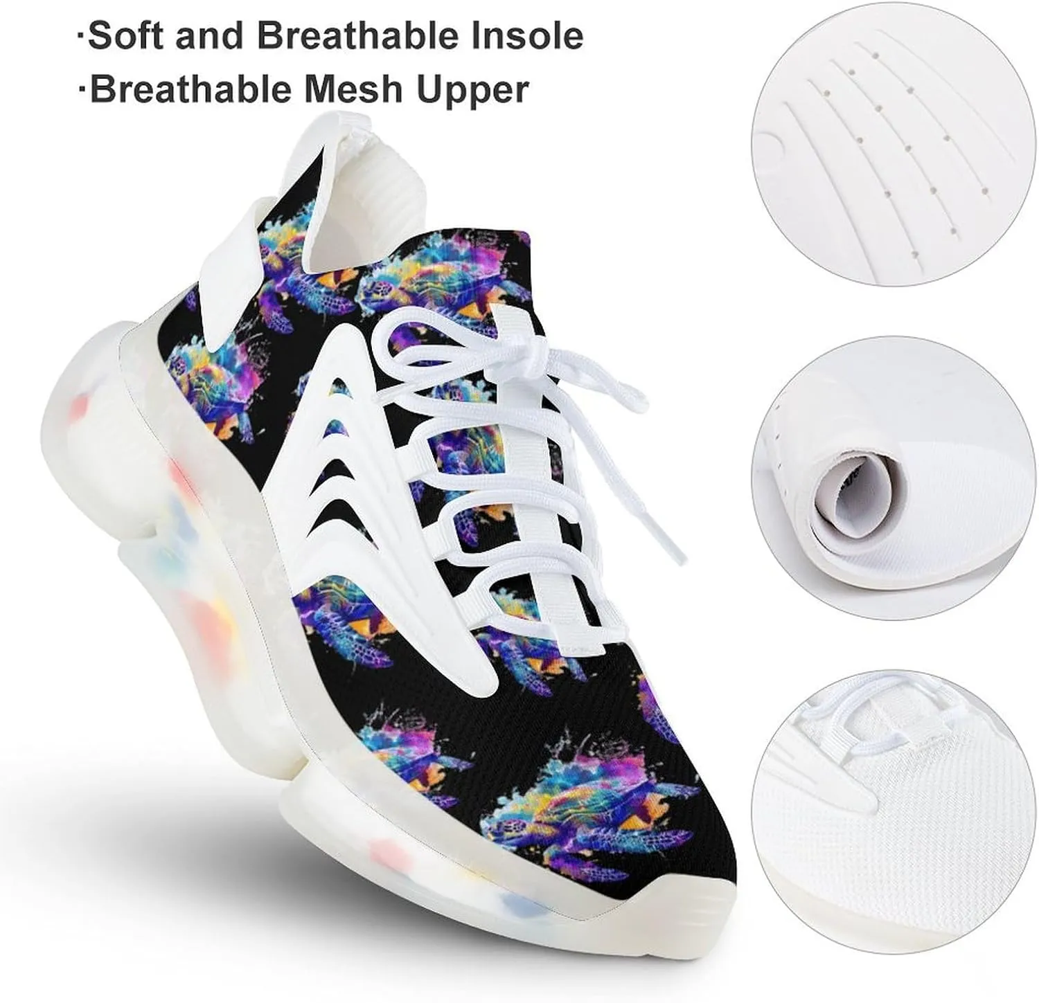 Watercolor Sea Turtle Men's Running Shoes Lightweight Walking Shoe Breathable Sneaker