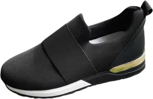 Wedge Fashion Sneakers for Women 2023 Black Slip On Tennis Shoes with Black Soles Nurse Shoes Wide Width for Women Womens Sneakers Black Sole Walking Shoes for Women with Arch Support and Comfort