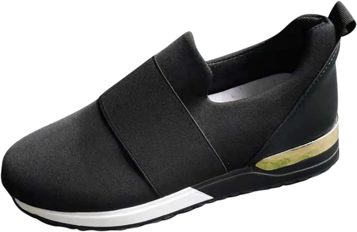 Wedge Fashion Sneakers for Women 2023 Black Slip On Tennis Shoes with Black Soles Nurse Shoes Wide Width for Women Womens Sneakers Black Sole Walking Shoes for Women with Arch Support and Comfort
