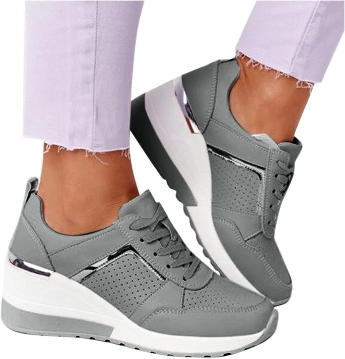 Wedges Sneakers for Women Pull On Sneakers Womens with Good Arch Support Black Shoes Women Dressy Closed Toe Black High Top Sneakers for Women Black Non Slip Tennis Shoes for Women