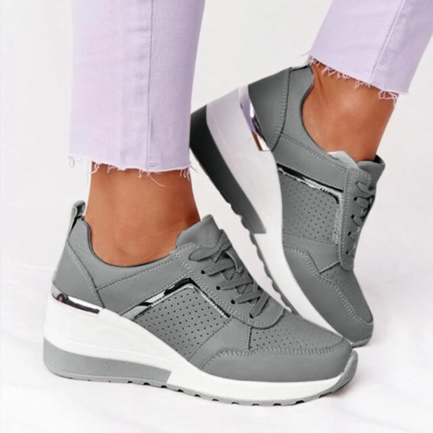 Wedges Sneakers for Women Pull On Sneakers Womens with Good Arch Support Black Shoes Women Dressy Closed Toe Black High Top Sneakers for Women Black Non Slip Tennis Shoes for Women