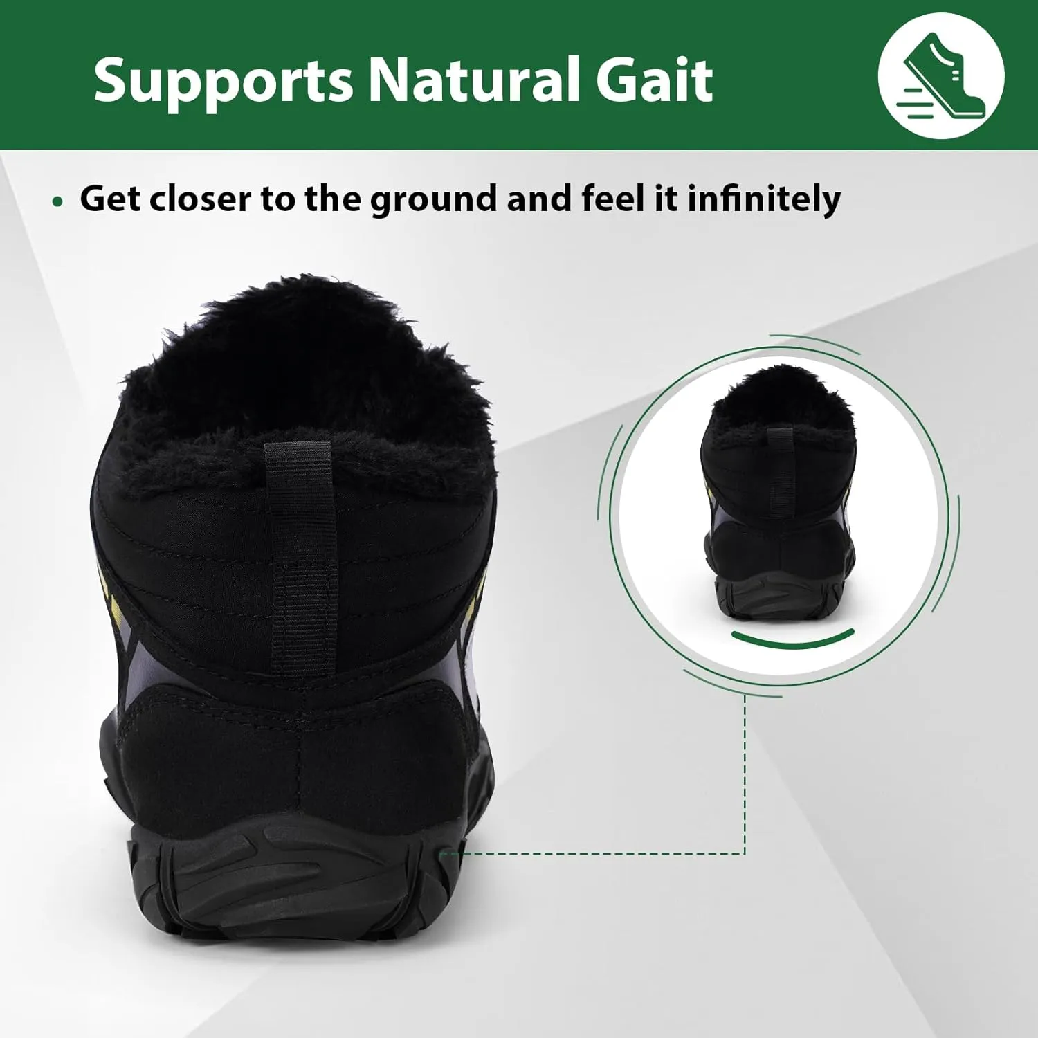 Winter Snow Boots for Women Men Hike Barefoot Shoes Minimalist Winter Snow Boots Zero Drop & Wide Toe Box & Waterproof Fur Lining Snow Booties Warm Hike Shoes